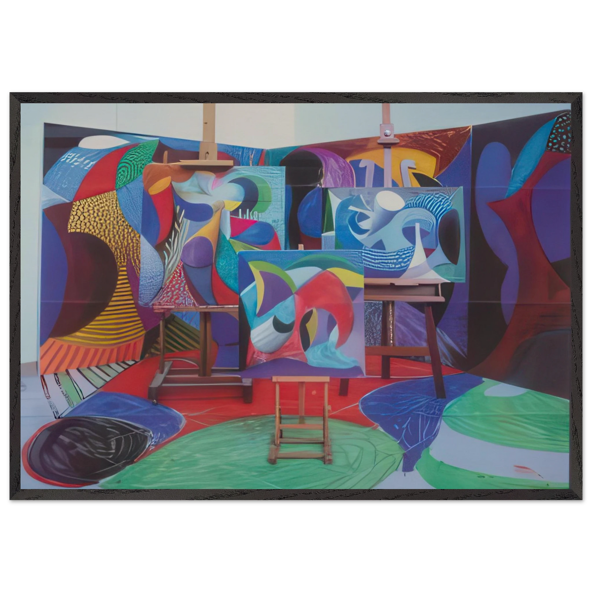 Painted Environment II by David Hockney 70x100 cm / 28x40″ inches Framed Art Print – Black Wooden Frame