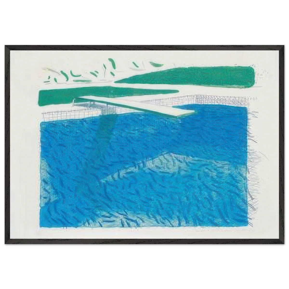 Lithographic Water Made Of Lines, Crayon, And Two Blue Washes by David Hockney Framed Art Print