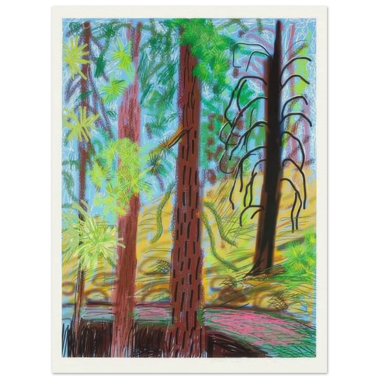 David Hockney, The Yosemite Suite 6, lush trees and dense foliage, poster, 75 × 100 cm (30 × 40 in)