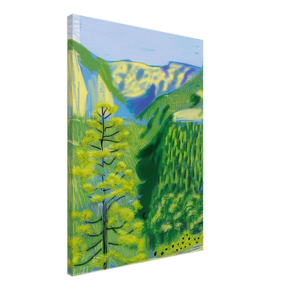 David Hockney, The Yosemite Suite, Yosemite mountains and lush green forests, canvas print, 50 × 70 cm (20 × 28 in)