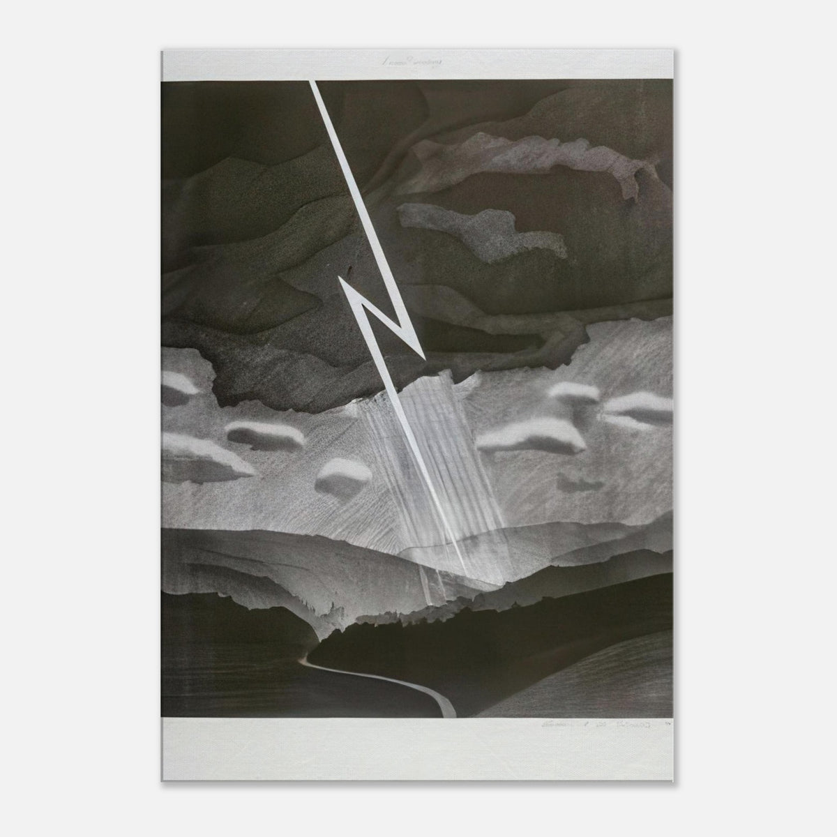 David Hockney, Lightning, monochrome valley beneath a thunderstorm, canvas print