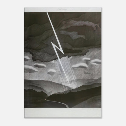 David Hockney, Lightning, monochrome valley beneath a thunderstorm, canvas print