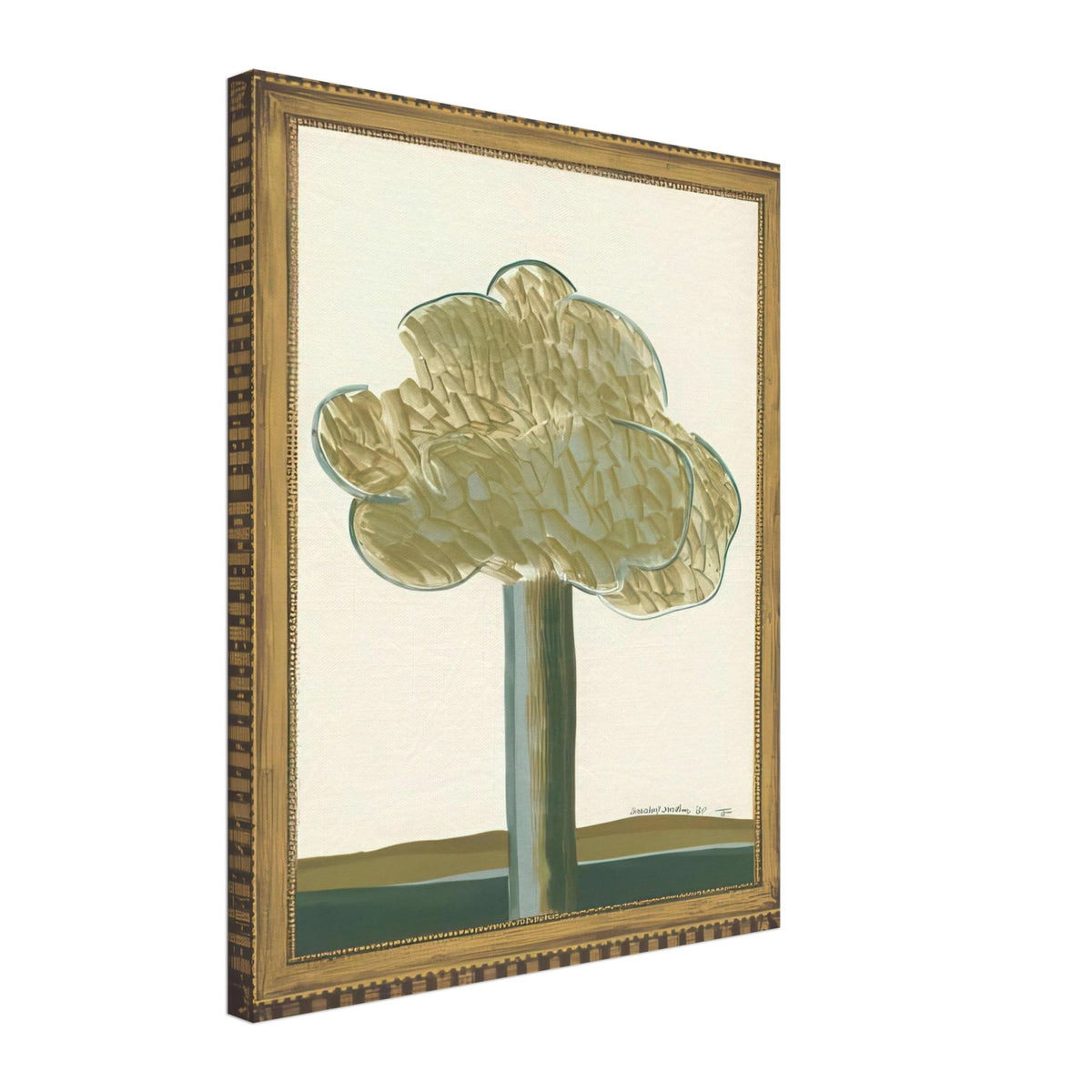 David Hockney, Gold-Framed Landscape No. 2, landscape within an ornate gold frame, canvas print, 50 × 50 cm (20 × 20 in)