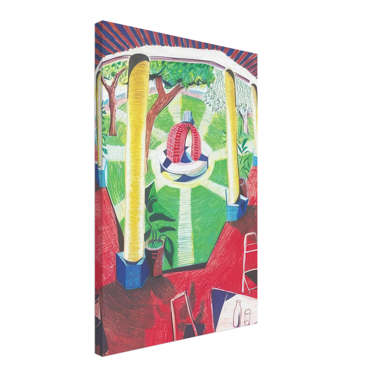 David Hockney, Hotel Acatlán Courtyard, canvas print, 40 × 40 cm (16 × 16 in)