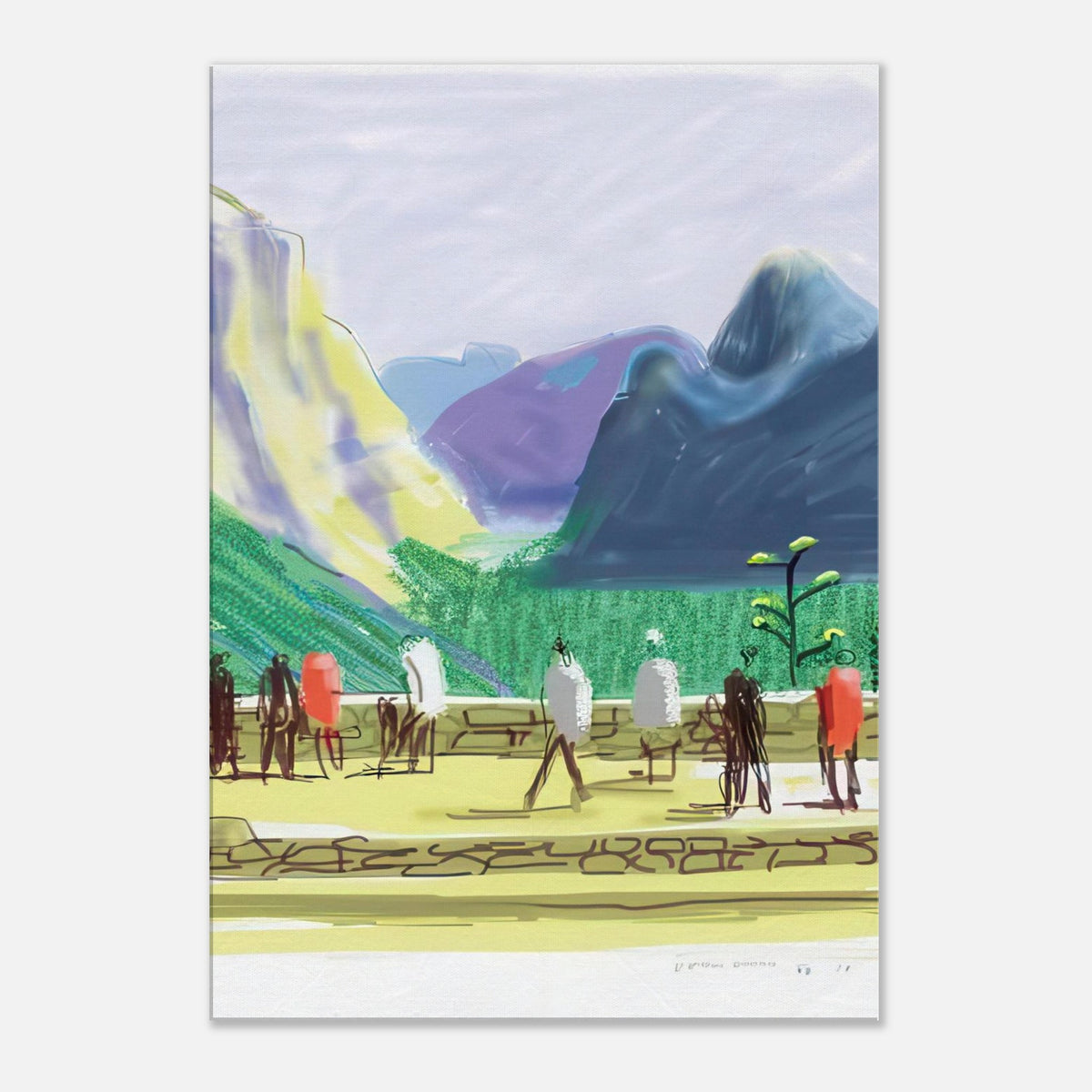 David Hockney, The Yosemite Suite 15, mountains and lush green forest, canvas print