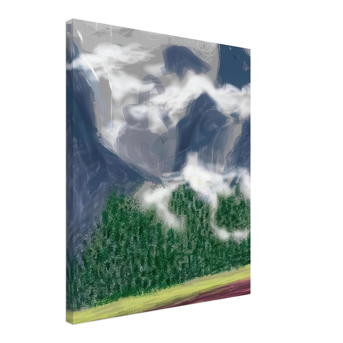David Hockney, The Yosemite Suite, Yosemite mountains and lush green forests, canvas print, 60 × 75 cm (24 × 30 in)