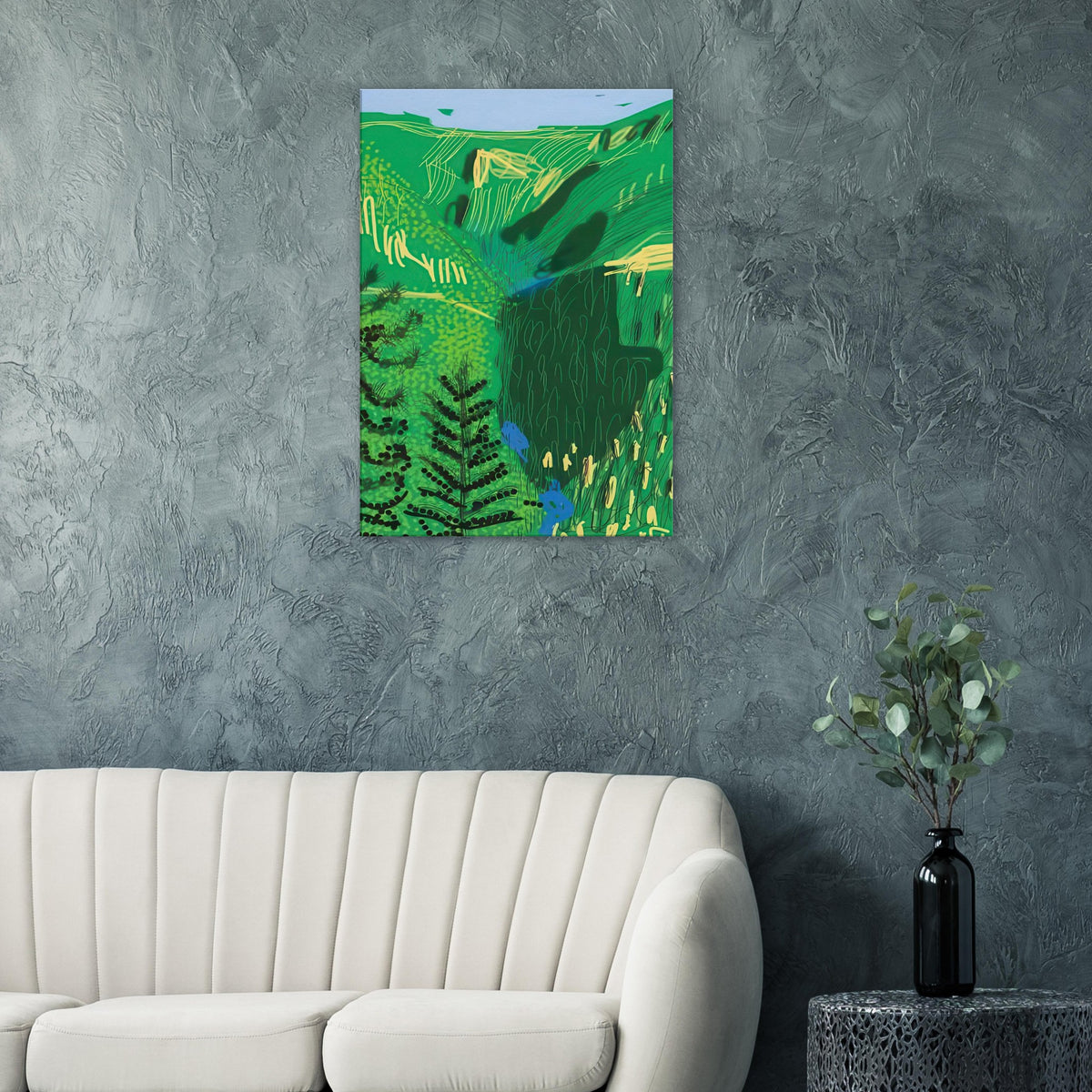 David Hockney, The Yosemite Suite, Yosemite mountains and lush green forests, canvas print
