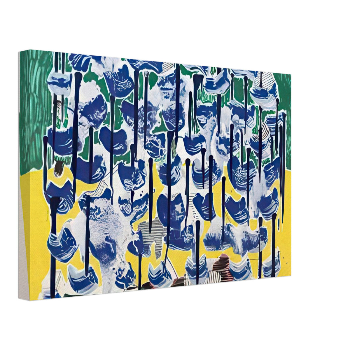 Slow Forest by David Hockney, canvas print showing abstract blue, white, green and yellow shapes with layered textures, 50 × 75 cm (20 × 30 in).