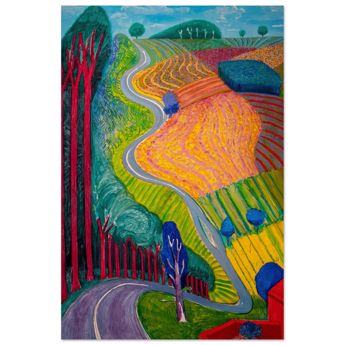 David Hockney Going Up Garrowby Hill poster