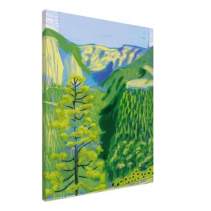 David Hockney, The Yosemite Suite, Yosemite mountains and lush green forests, canvas print, 60 × 80 cm (24 × 32 in)