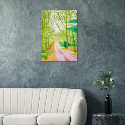 David Hockney, The Arrival of Spring (15 March), woodland path and budding trees, canvas print