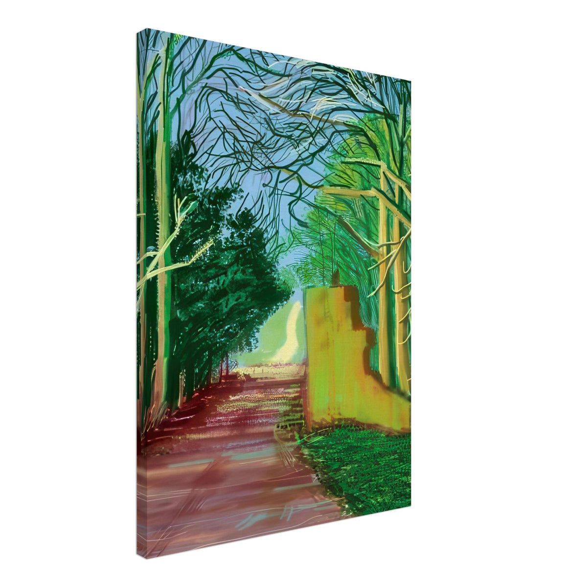 David Hockney, The Arrival of Spring (15 March), woodland path and budding trees, canvas print, 50 × 50 cm (20 × 20 in)
