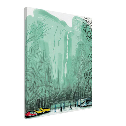 David Hockney, The Yosemite Suite, Yosemite mountains and lush green forests, canvas print, 50 × 70 cm (20 × 28 in)