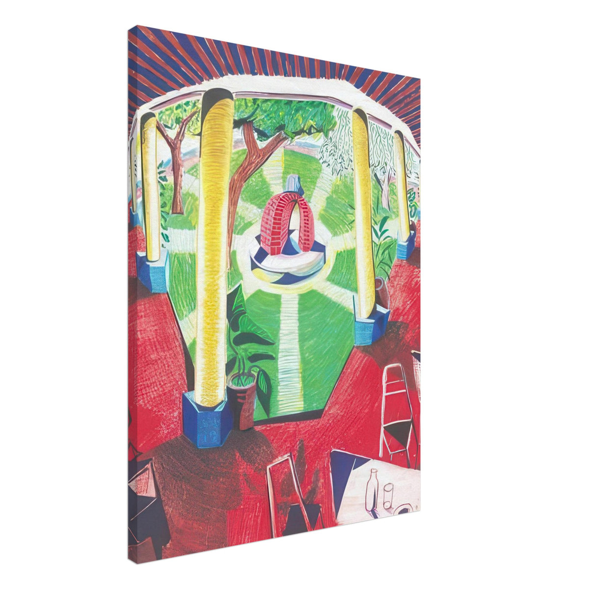 David Hockney, Hotel Acatlán Courtyard, canvas print, 40 × 50 cm (16 × 20 in)