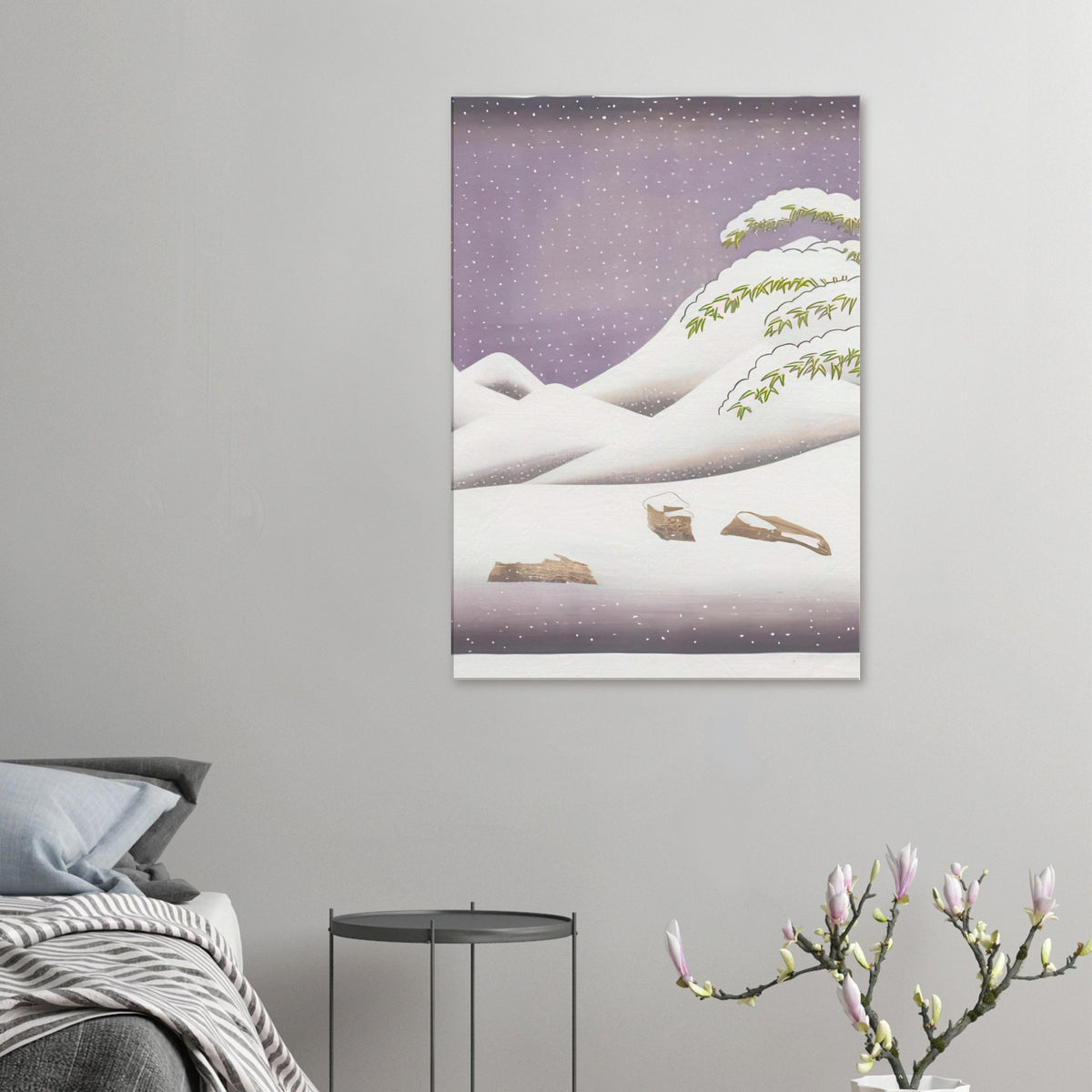David Hockney, Snow, rolling snowy hills and snow-covered branches, canvas print