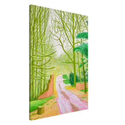 David Hockney, The Arrival of Spring (15 March), woodland path and budding trees, canvas print, 20 × 25 cm (8 × 10 in)