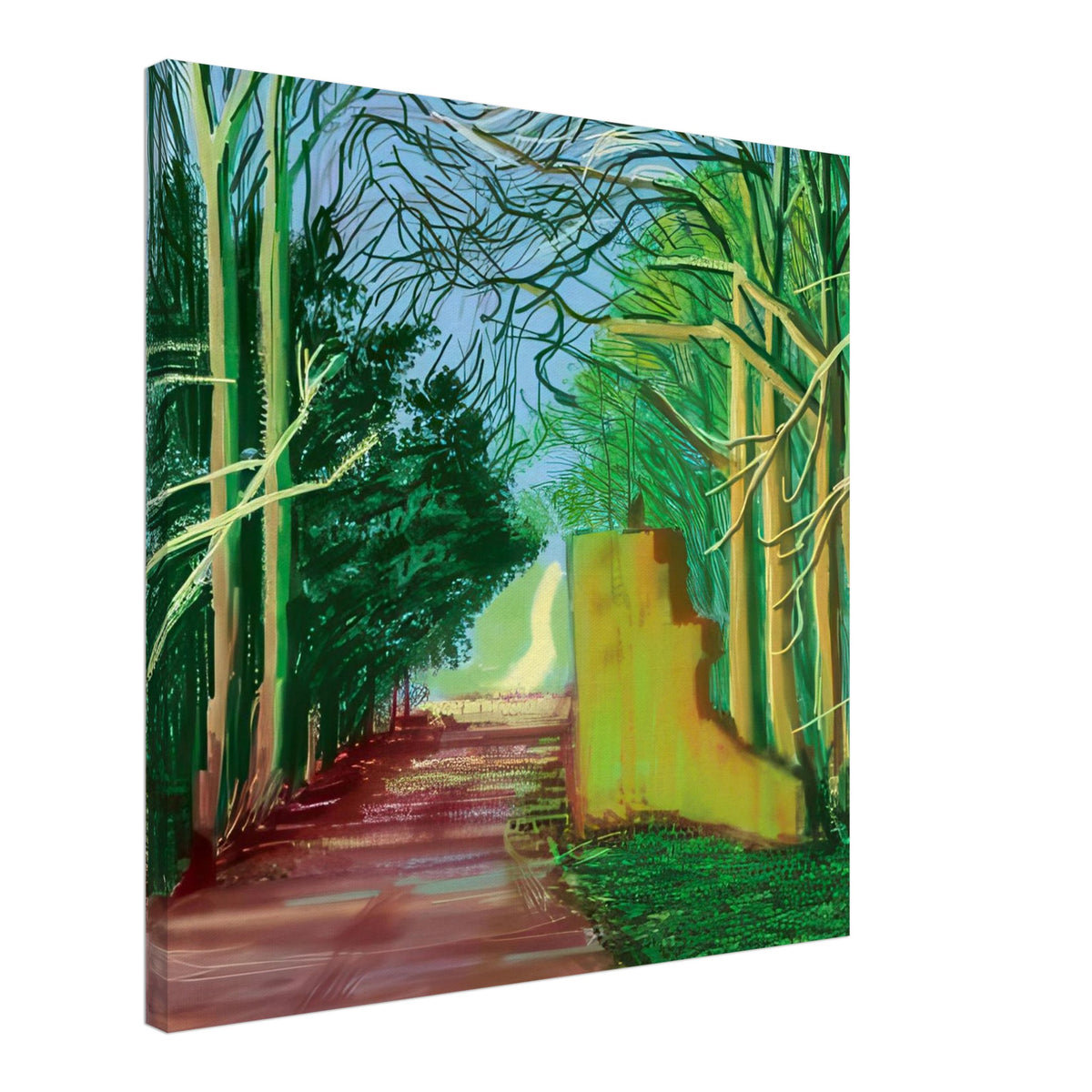 David Hockney, The Arrival of Spring (15 March), woodland path and budding trees, canvas print, 45 × 60 cm (18 × 24 in)