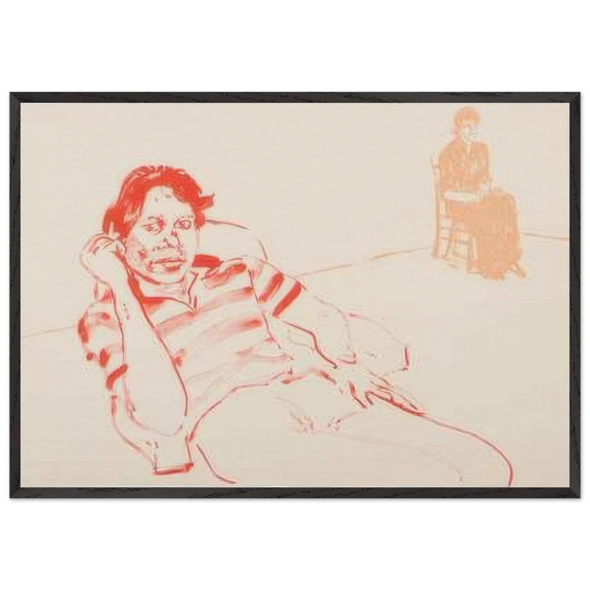 Johnny And Lindsay  by David Hockney 70x100 cm / 28x40″ inches Framed Art Print – Black Wooden Frame
