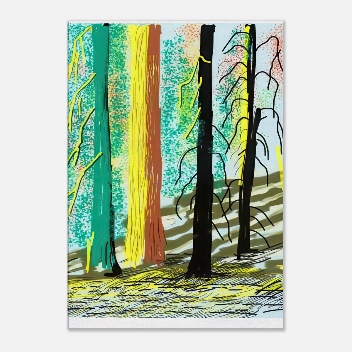 David Hockney, The Yosemite Suite, Yosemite mountains and lush green forests, canvas print