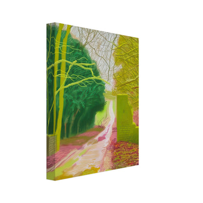 The Arrival of Spring in Woldgate, 15 March — David Hockney canvas print of a woodland path, 40 × 40 cm (16 × 16 in).