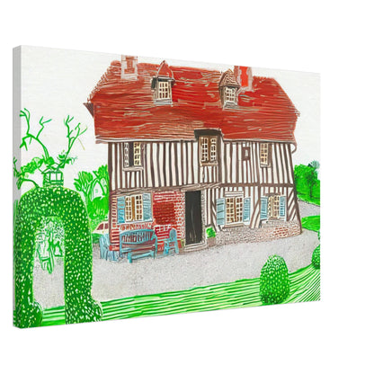 In Front Of House Looking North by David Hockney, canvas print showing Normandy country house, garden and lush greenery, 60 × 90 cm (24 × 36 in).