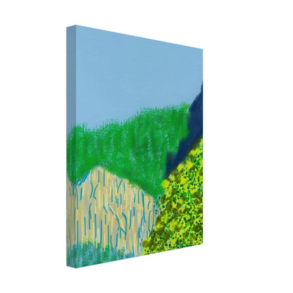 David Hockney, The Yosemite Suite, Yosemite mountains and lush green forests, canvas print, 27 × 35 cm (11 × 14 in)