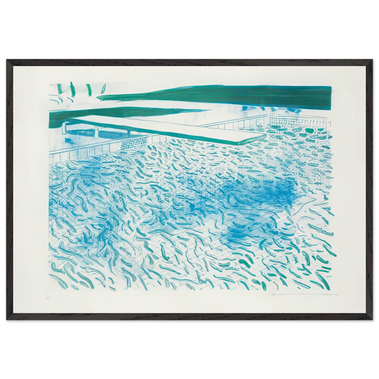 Lithograph Of Water Made Of Lines And A Green Wash by David Hockney Framed Art Print