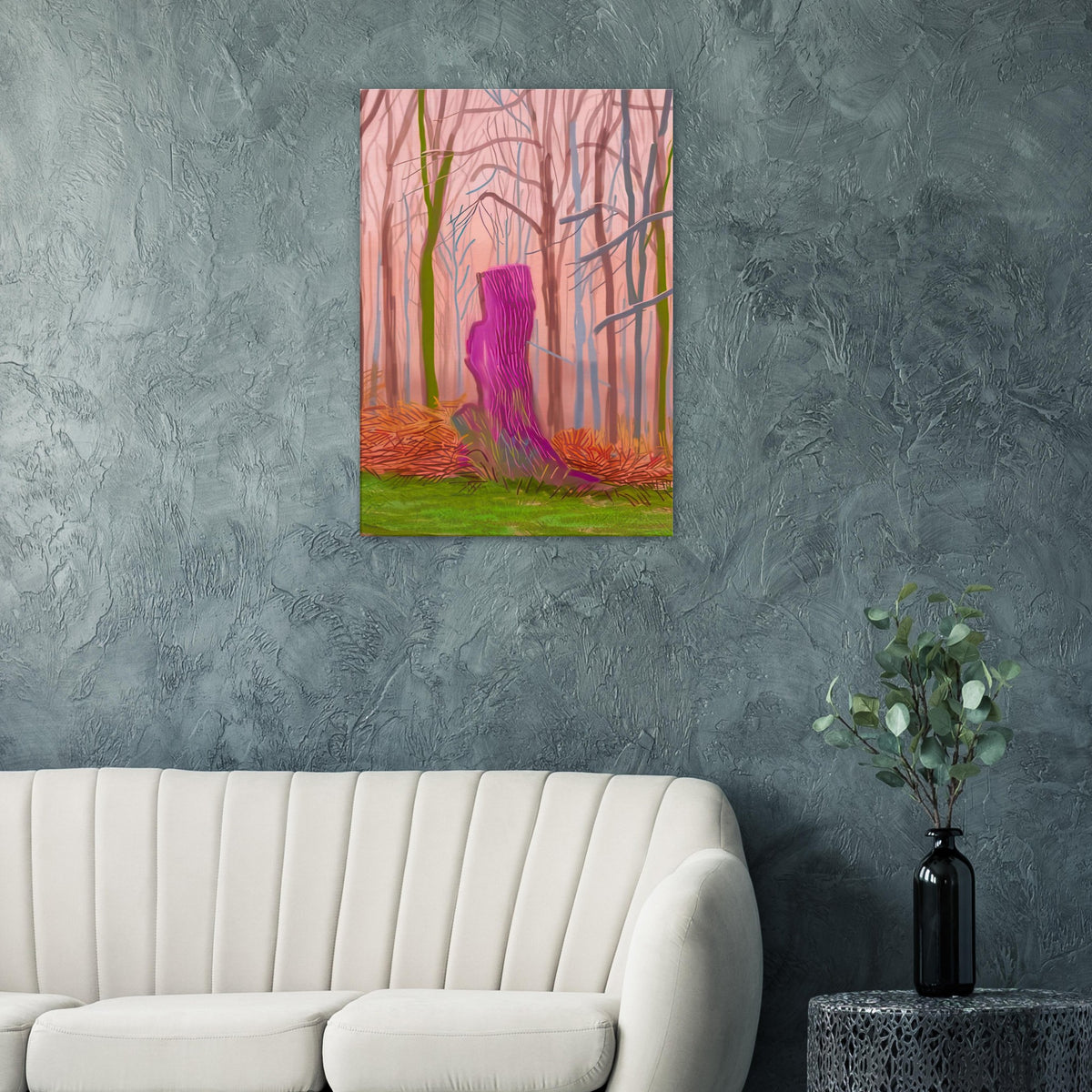 David Hockney, The Arrival of Spring (15 March), woodland path and budding trees, canvas print