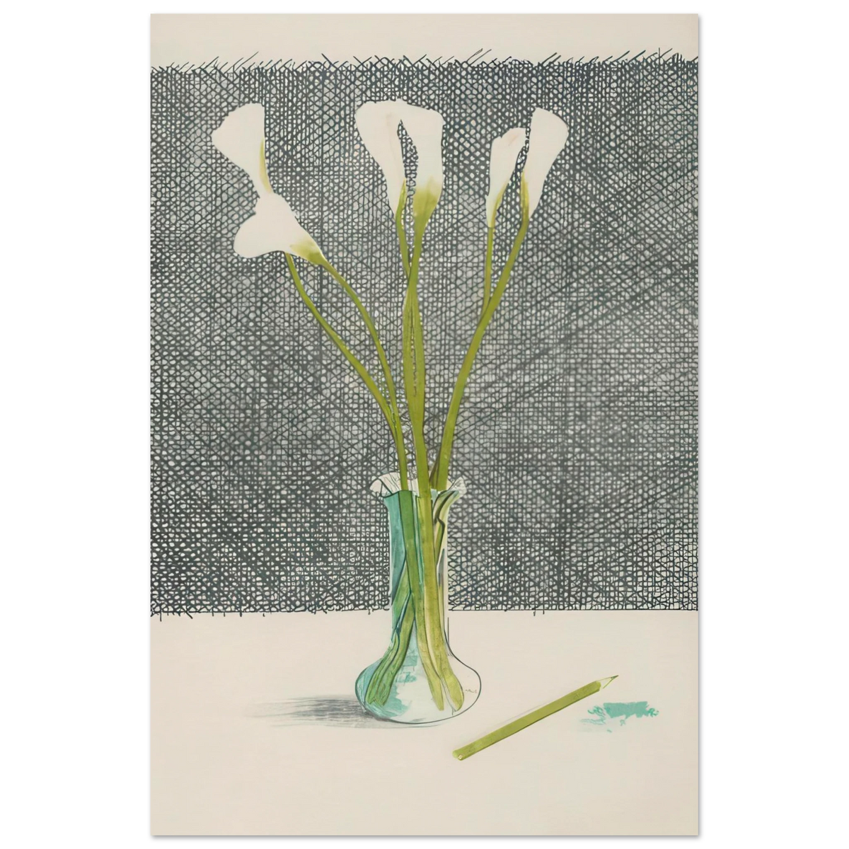 Lillies - Signed Print by David Hockney print Poster