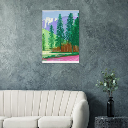 David Hockney, The Yosemite Suite, Yosemite mountains and lush green forests, canvas print