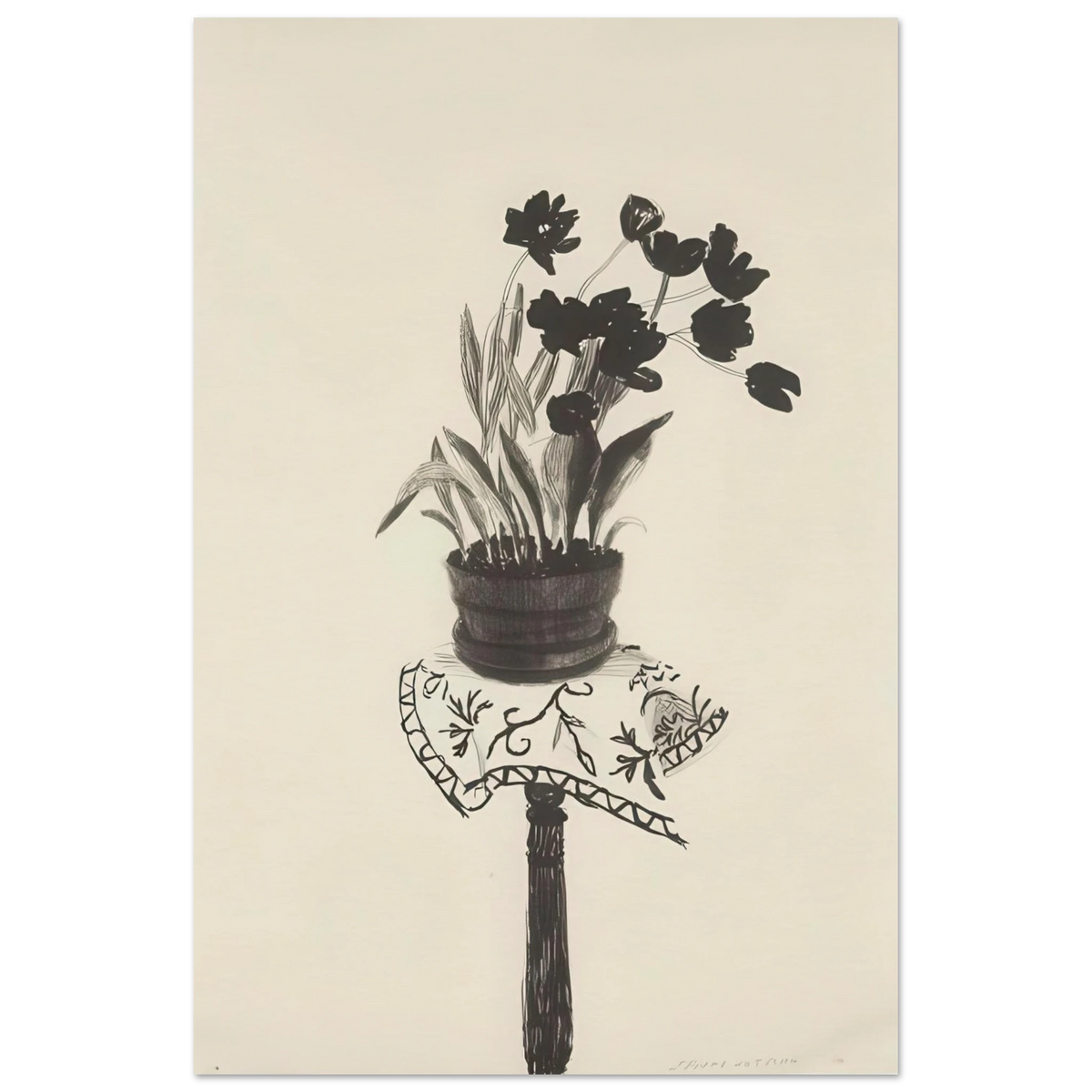 Black Tulips - Signed Print by David Hockney Poster