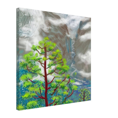 David Hockney, The Yosemite Suite, Yosemite mountains and lush green forests, canvas print, 40 × 40 cm (16 × 16 in)