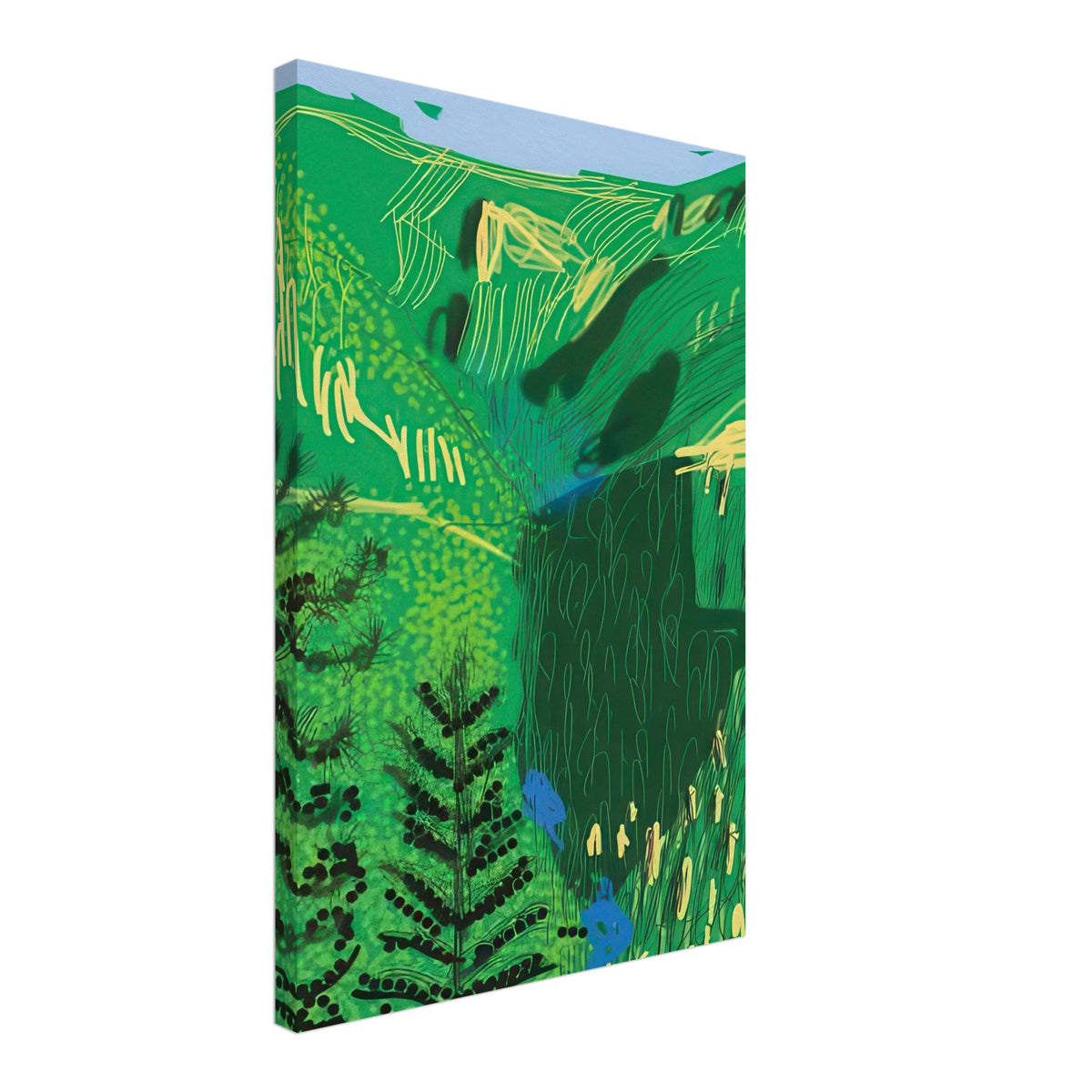 David Hockney, The Yosemite Suite, Yosemite mountains and lush green forests, canvas print, 27 × 35 cm (11 × 14 in)
