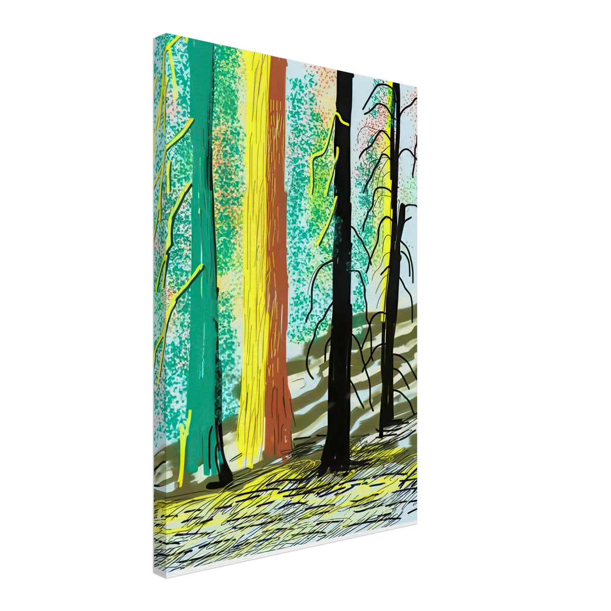 David Hockney, The Yosemite Suite, Yosemite mountains and lush green forests, canvas print, 50 × 50 cm (20 × 20 in)