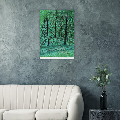 David Hockney, The Yosemite Suite, Yosemite mountains and lush green forests, canvas print