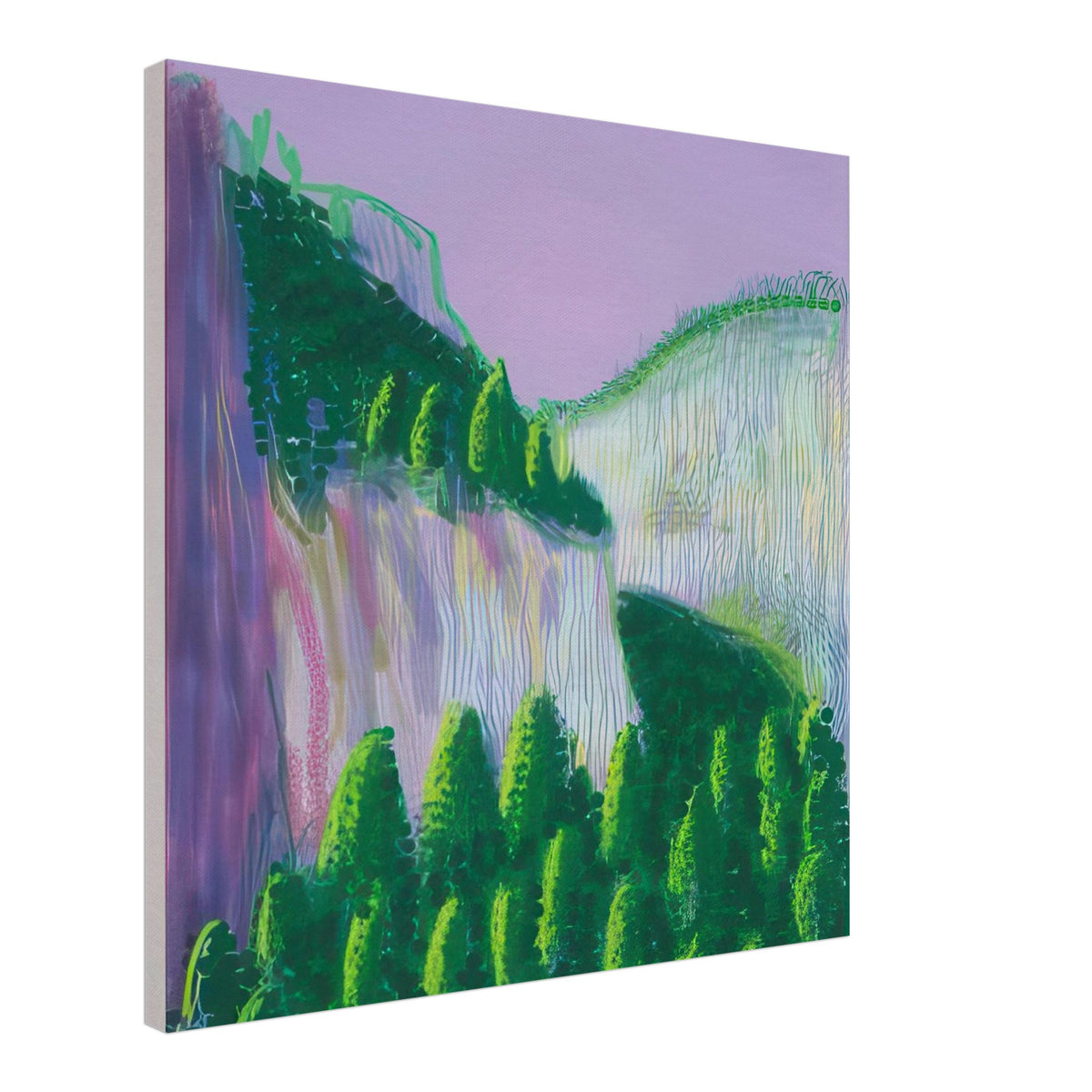 David Hockney, The Yosemite Suite, Yosemite mountains and lush green forests, canvas print, 50 × 75 cm (20 × 30 in)