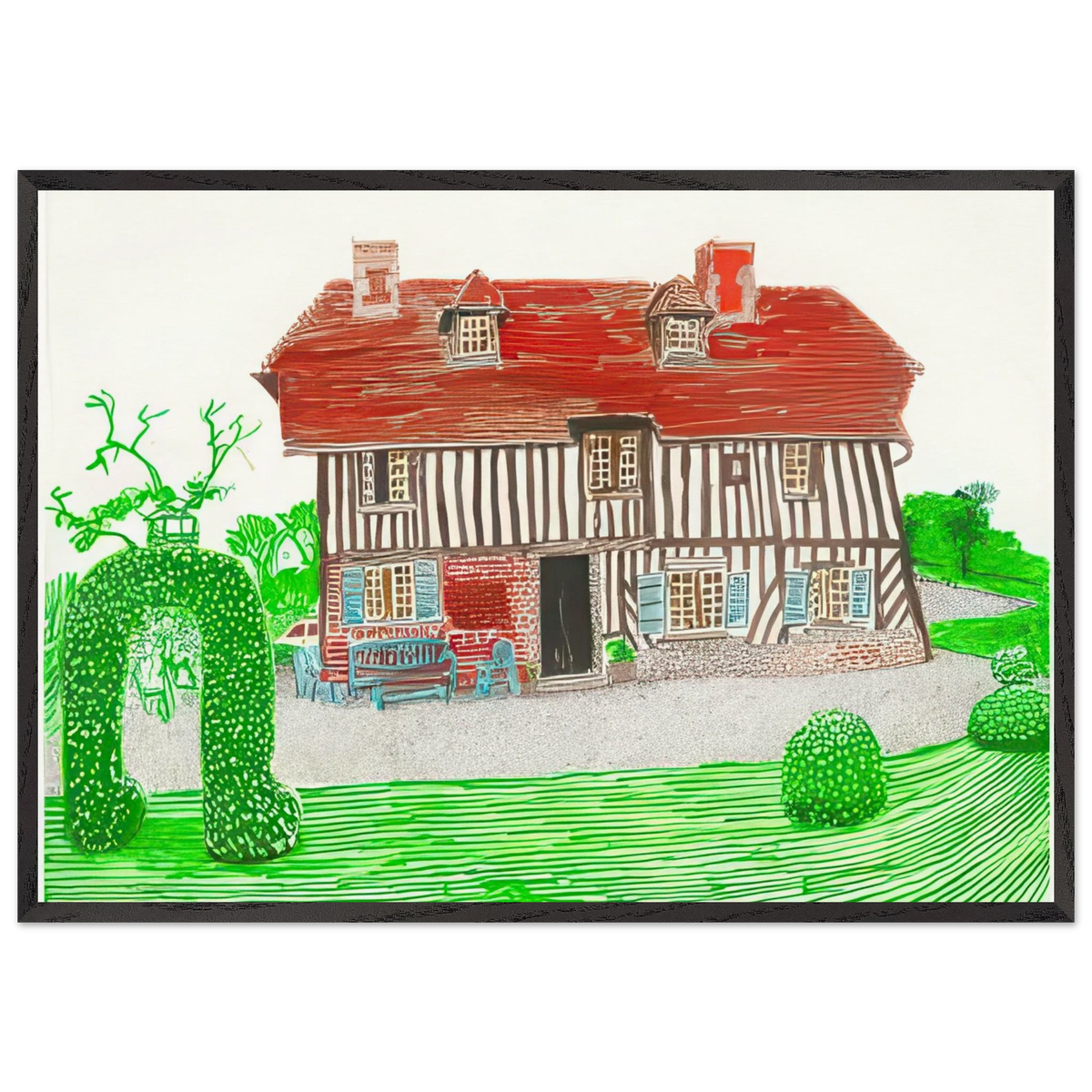 75 In Front Of House Looking North - Signed Print by David Hockney