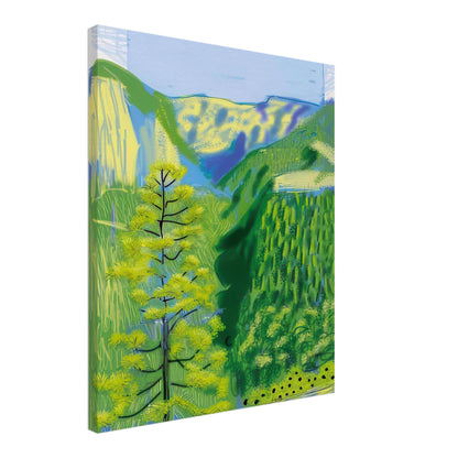 David Hockney, The Yosemite Suite, Yosemite mountains and lush green forests, canvas print, 50 × 60 cm (20 × 24 in)