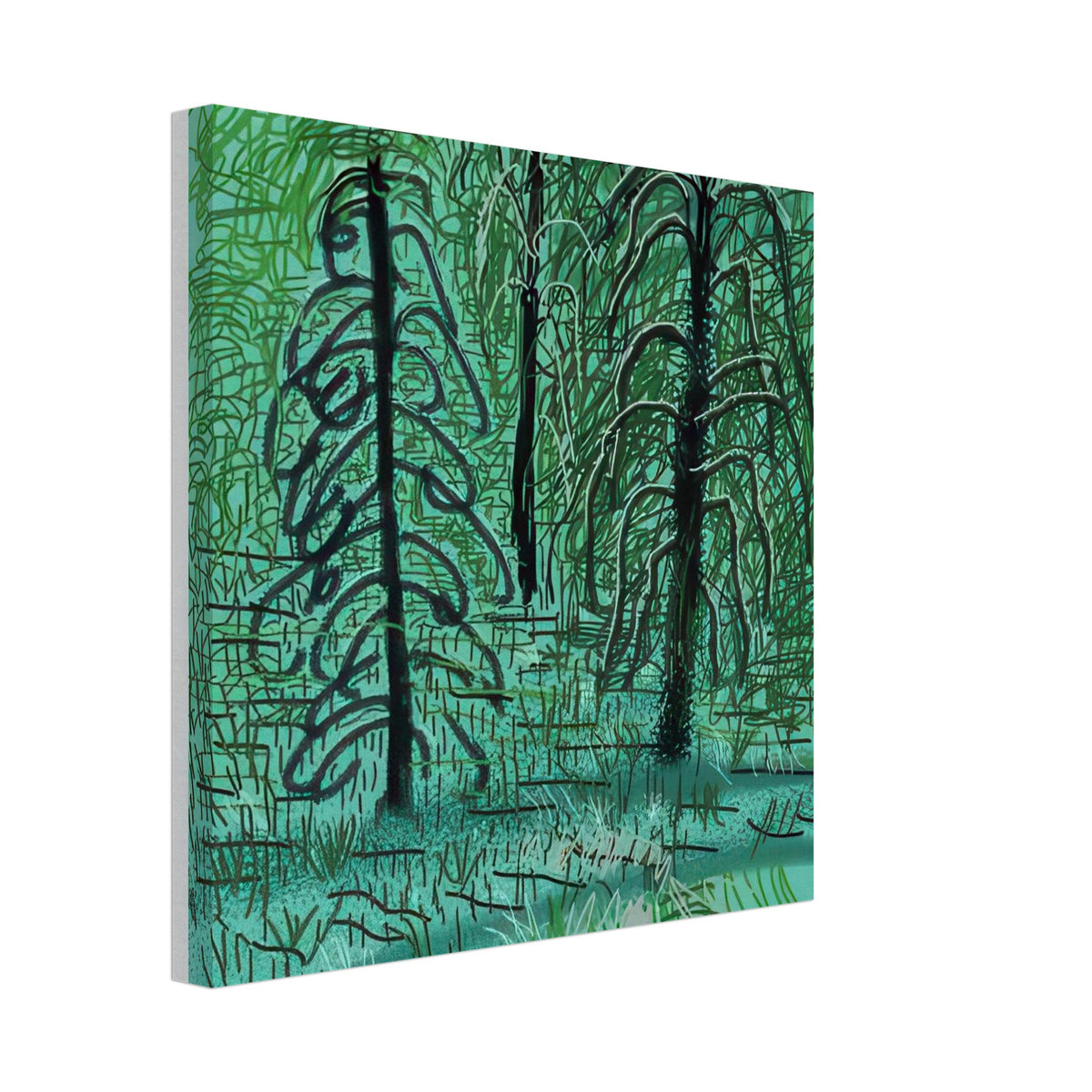 David Hockney, The Yosemite Suite, Yosemite mountains and lush green forests, canvas print, 60 × 90 cm (24 × 36 in)