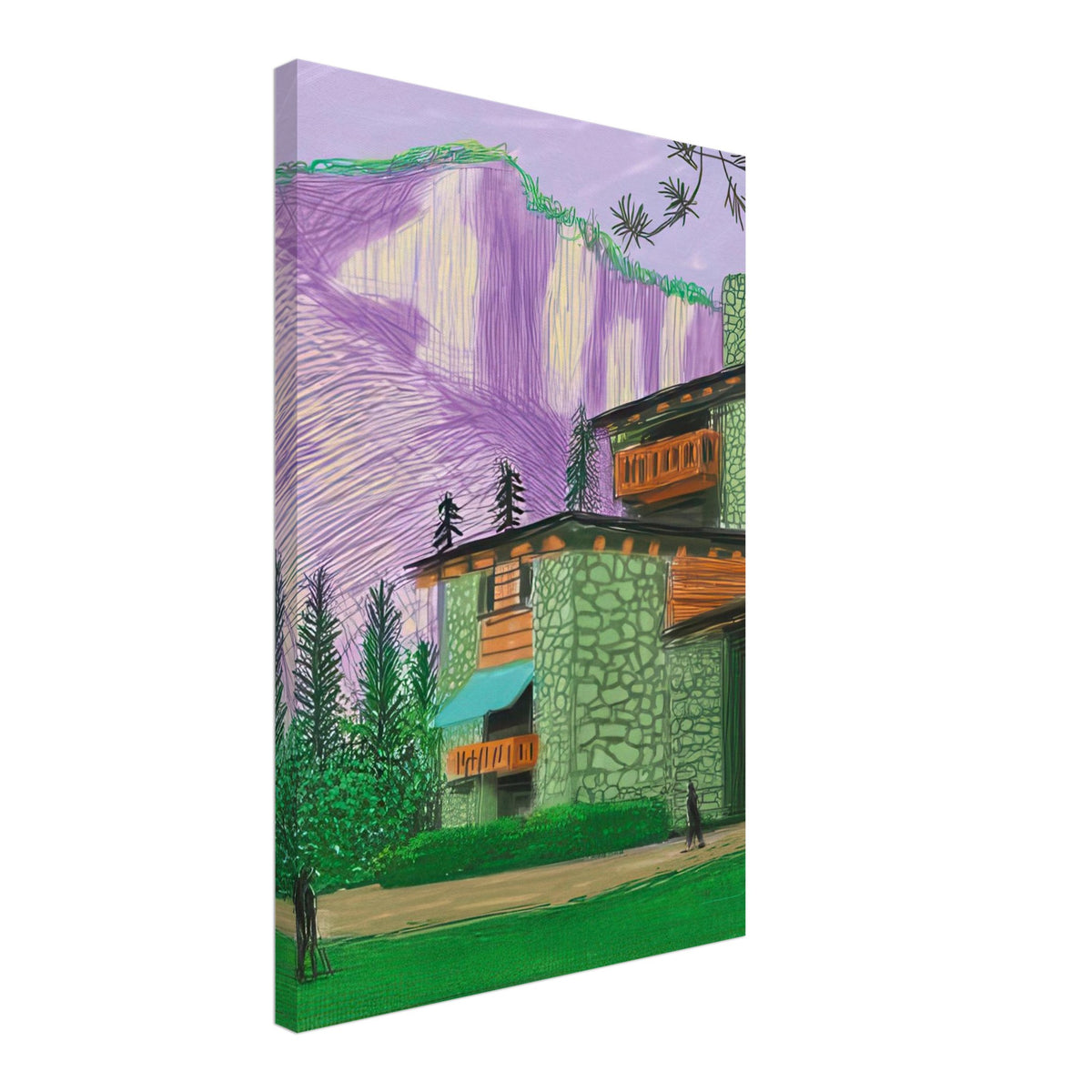 David Hockney, The Yosemite Suite, Yosemite mountains and lush green forests, canvas print, 40 × 40 cm (16 × 16 in)