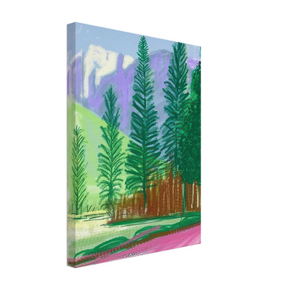 David Hockney, The Yosemite Suite, Yosemite mountains and lush green forests, canvas print, 60 × 80 cm (24 × 32 in)