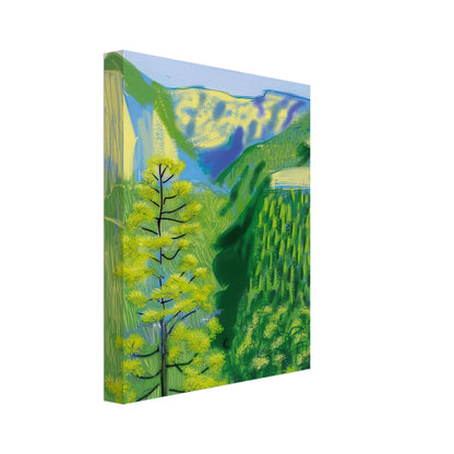 David Hockney, The Yosemite Suite, Yosemite mountains and lush green forests, canvas print, 30 × 40 cm (12 × 16 in)
