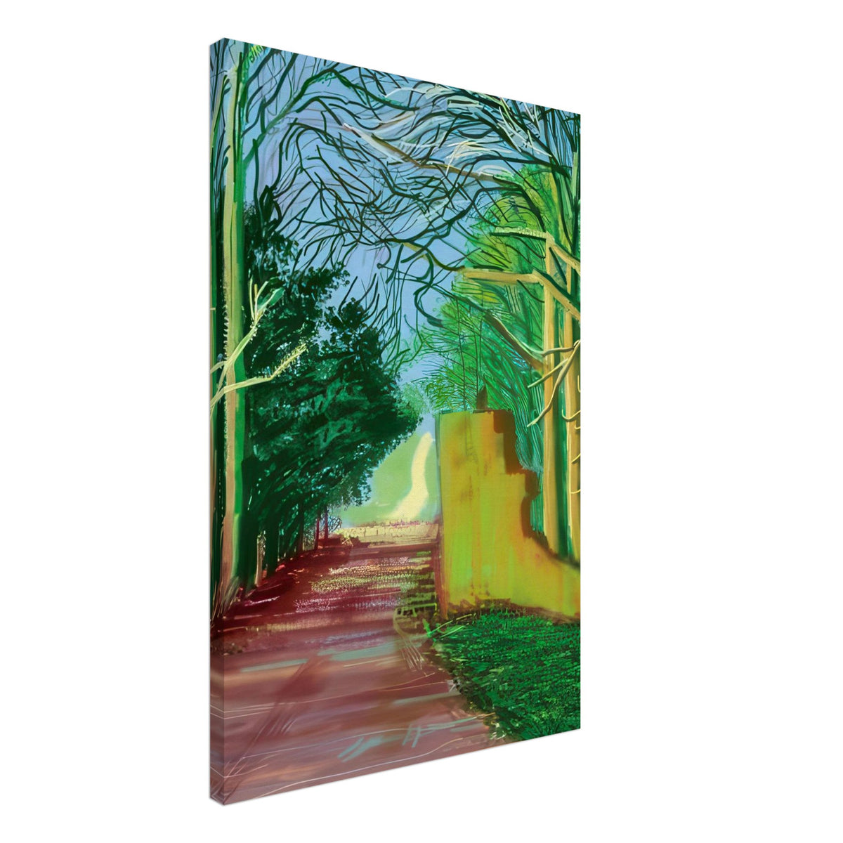 David Hockney, The Arrival of Spring (15 March), woodland path and budding trees, canvas print, 50 × 70 cm (20 × 28 in)