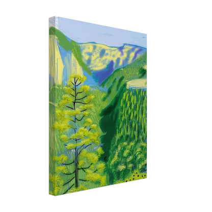 David Hockney, The Yosemite Suite, Yosemite mountains and lush green forests, canvas print, 30 × 30 cm (12 × 12 in)