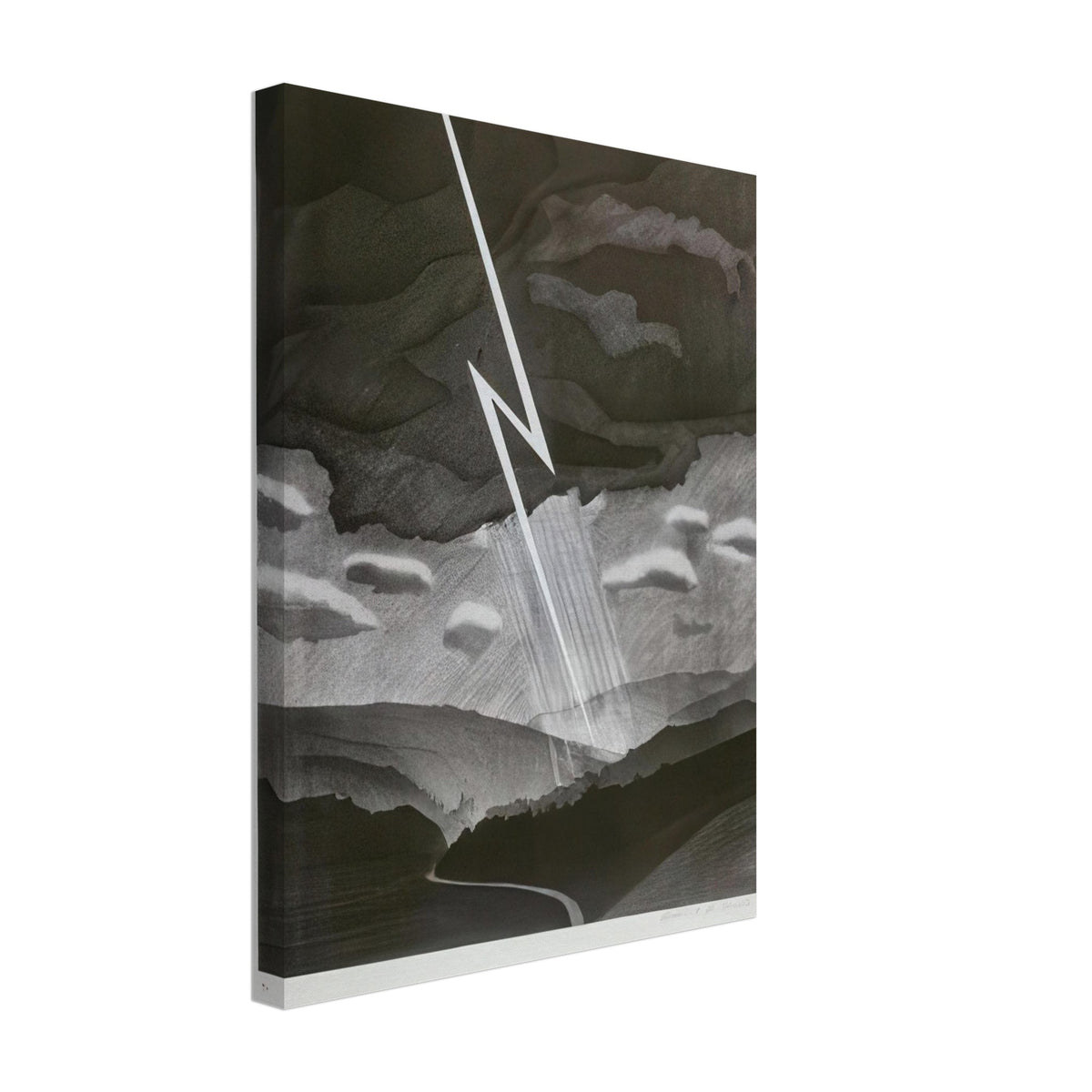 David Hockney, Lightning, monochrome valley beneath a thunderstorm, canvas print, 40 × 50 cm (16 × 20 in)