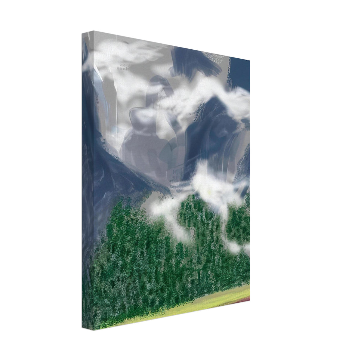 David Hockney, The Yosemite Suite, Yosemite mountains and lush green forests, canvas print, 40 × 40 cm (16 × 16 in)