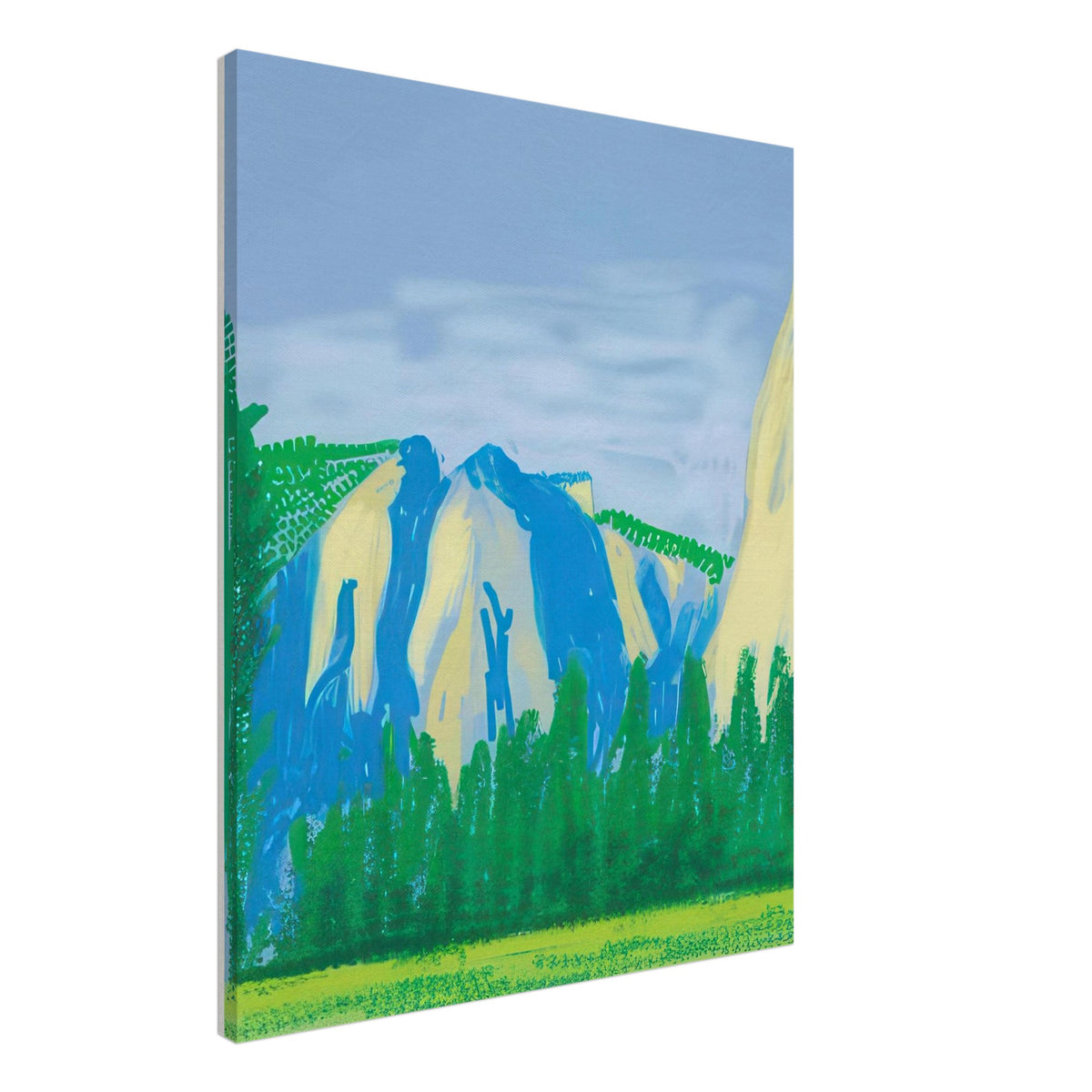 David Hockney, The Yosemite Suite, Yosemite mountains and lush green forests, canvas print, 70 × 100 cm (28 × 40 in)