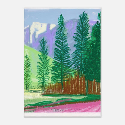 David Hockney, The Yosemite Suite, Yosemite mountains and lush green forests, canvas print