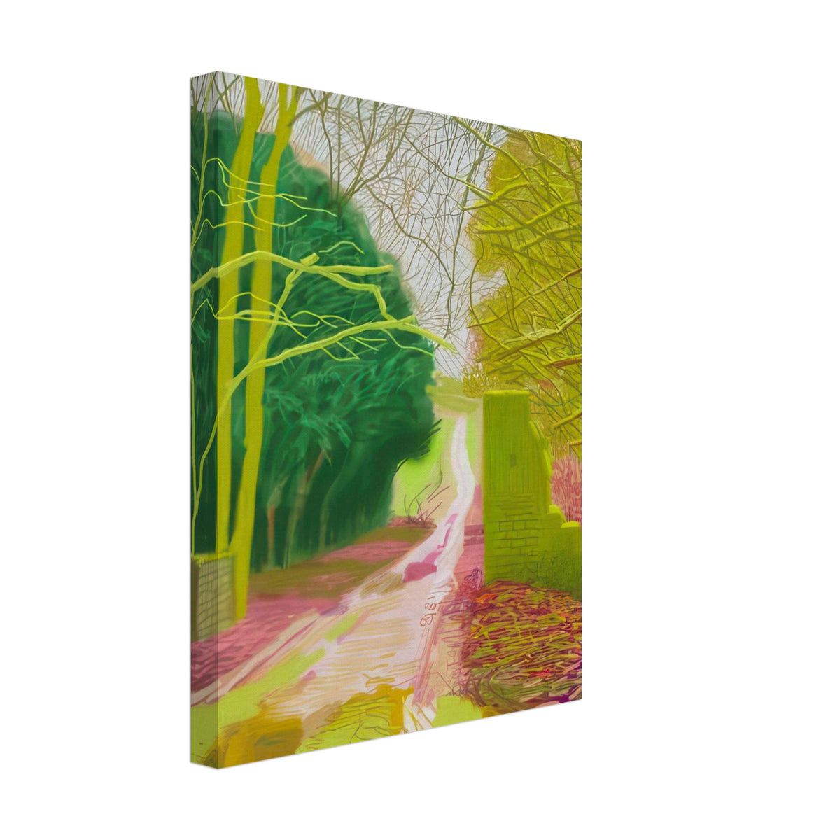 The Arrival of Spring in Woldgate, 15 March — David Hockney canvas print of a woodland path, 40 × 50 cm (16 × 20 in).