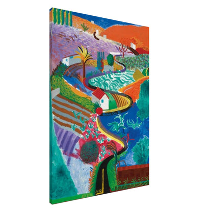 David Hockney, Nichols Canyon, colourful California landscape with a winding road, canvas print, 20 × 25 cm (8 × 10 in)